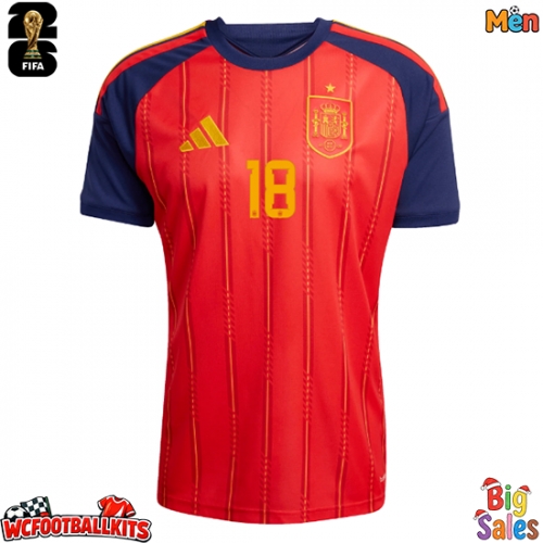 Spain Martin Zubimendi #18 Replica Home Stadium Shirt World Cup 2026 Short Sleeve
